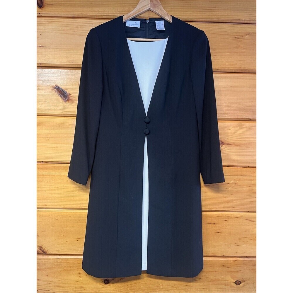 Liz Claiborne Women’s A-Line Coat Dress Size 6 Black Business Modest Classy